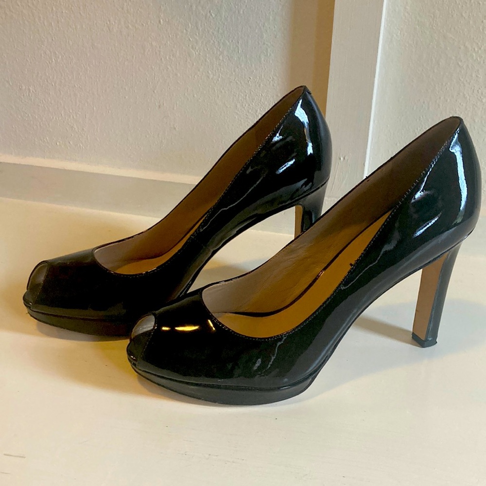 Black peep-toe heels